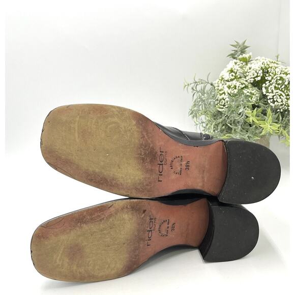 Rider Burns Vintage Black Patent Leather Stacked Heel Ankle Boots Sz 38.5/US 8 - Picture 6 of 16